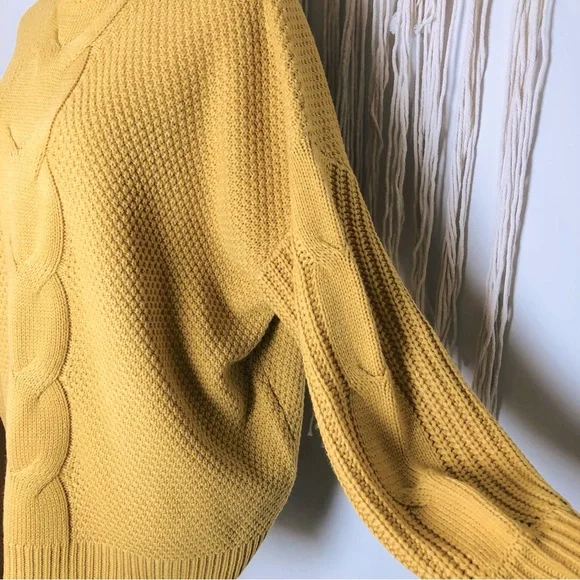 NWT Mustard Cableknit Turtleneck Sweater - Picture 9 of 14